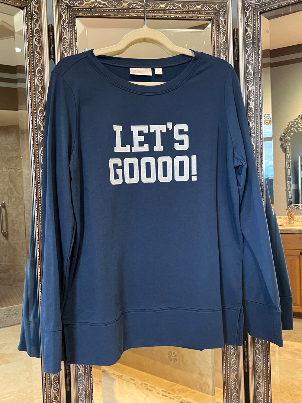Belle by Kim Gravel Game Day Crewneck LET'S GOOOO! Top - Sz M